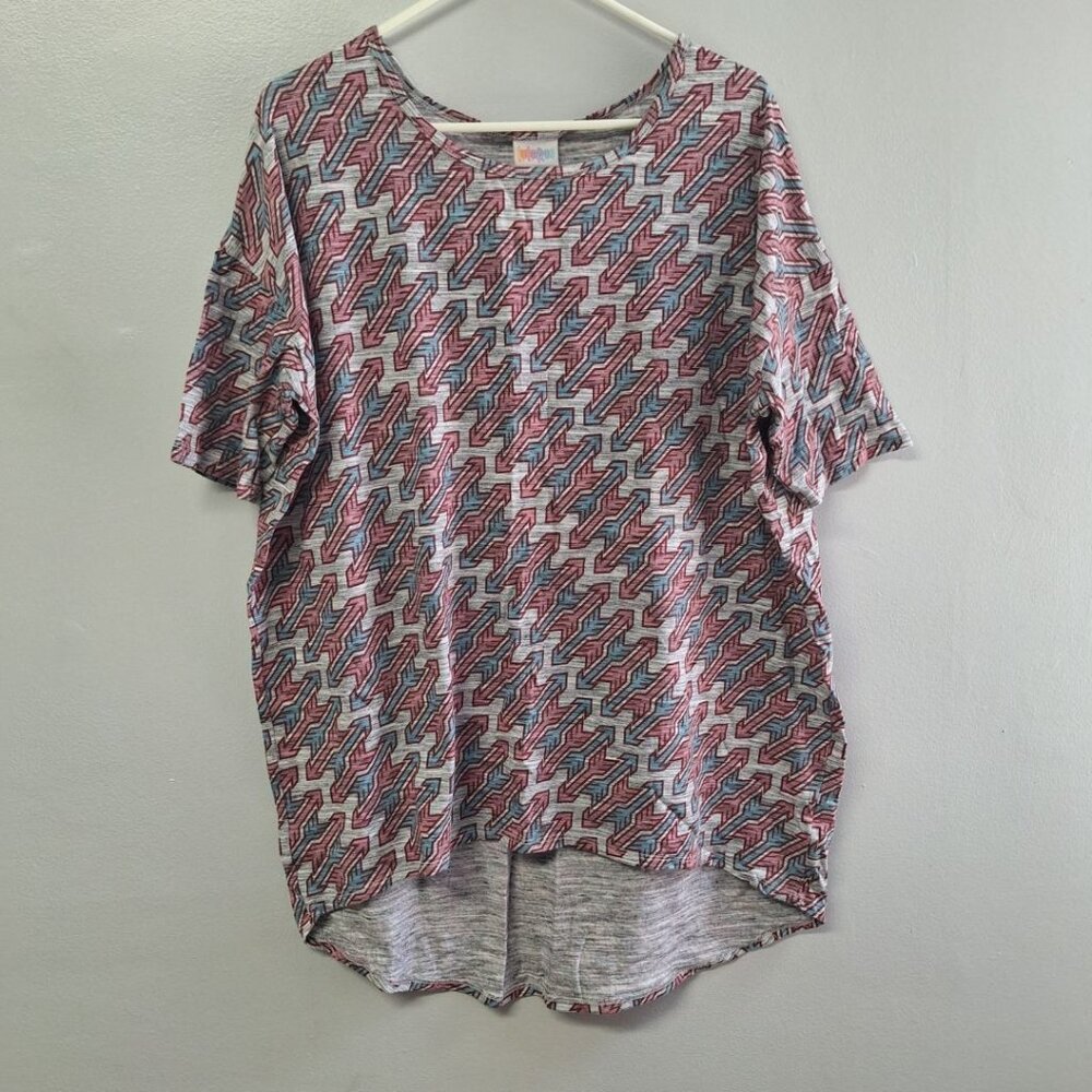 Lularoe Shirt Top Hi Low Womens XL Short Sleeve Arrow‎ Pattern